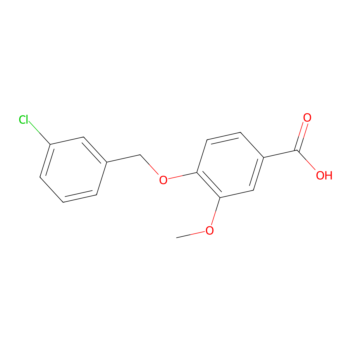 4-[(3-Chlorobenzyl)oxy]-3-methoxybenzoic acid molecular structure, CAS 113457-35-5