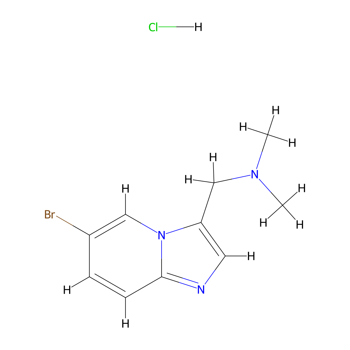 (6-bromoimidazo[1,2-a]pyridin-3-yl)-N,N-dimethylmethanamine hydrochloride molecular structure, CAS 1134570-17-4