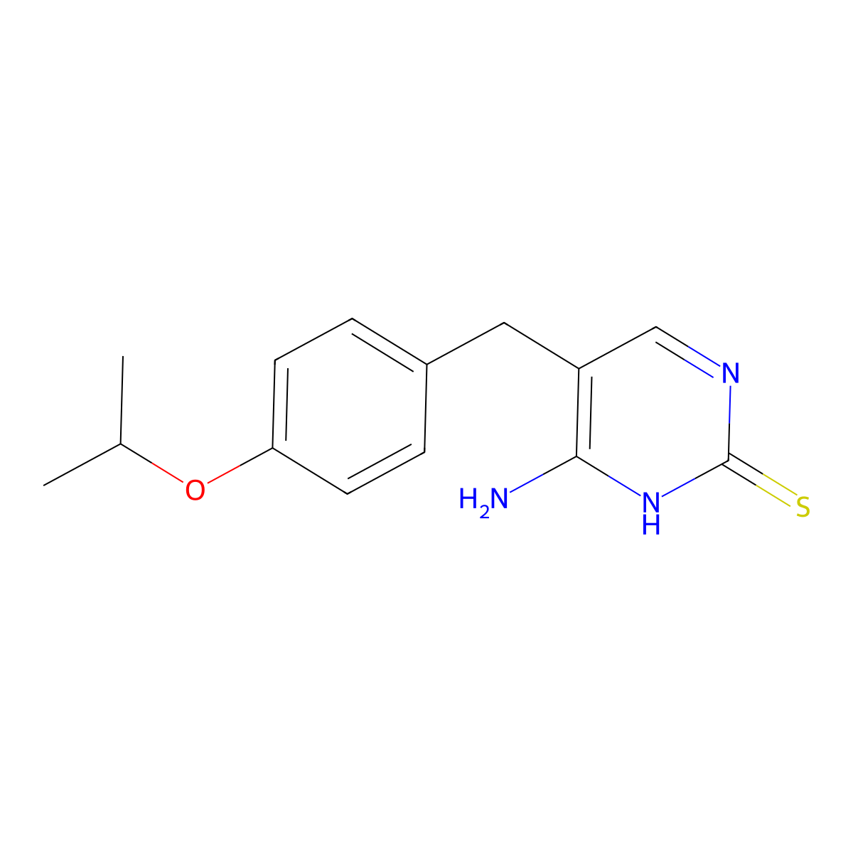 6-amino-5-[(4-propan-2-yloxyphenyl)methyl]-1H-pyrimidine-2-thione molecular structure, CAS 113458-38-1