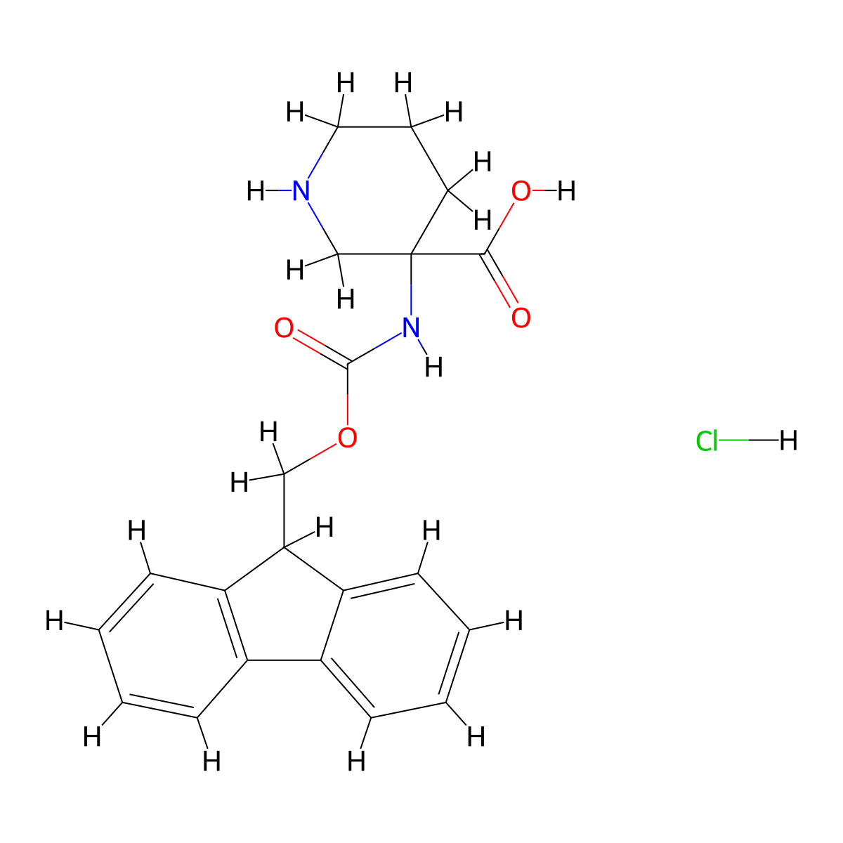 3-(9H-Fluoren-9-ylmethoxycarbonylamino)-piperidine-3-carboxylic acid hydrochloride molecular structure, CAS 1134603-34-1