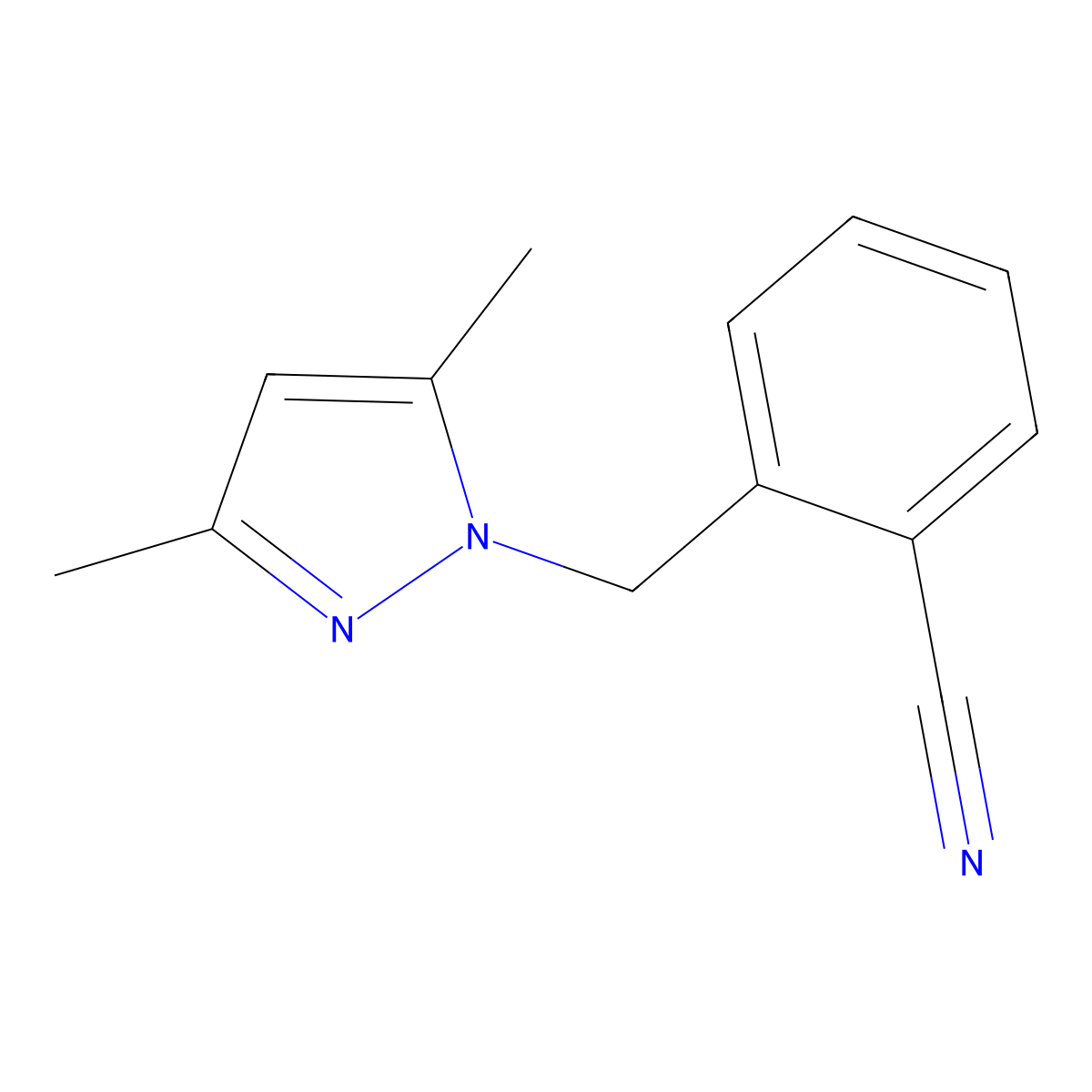 2-[(3,5-dimethyl-1H-pyrazol-1-yl)methyl]benzonitrile molecular structure, CAS 1134604-48-0