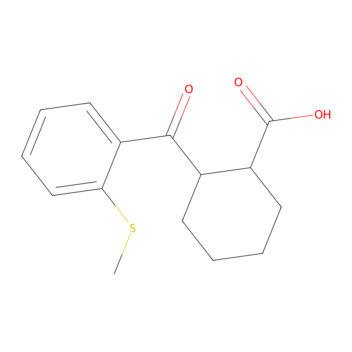 trans-2-(2-Thiomethylbenzoyl)cyclohexane-1-carboxylic acid molecular structure, CAS 1134611-70-3