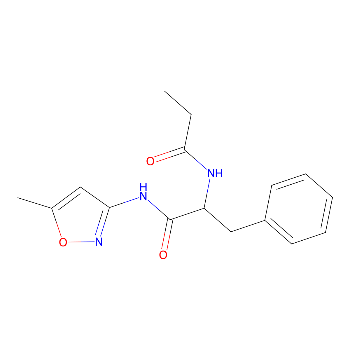 (S)-N-(5-Methylisoxazol-3-yl)-3-phenyl-2-propionamidopropanamide molecular structure, CAS 1134611-79-2