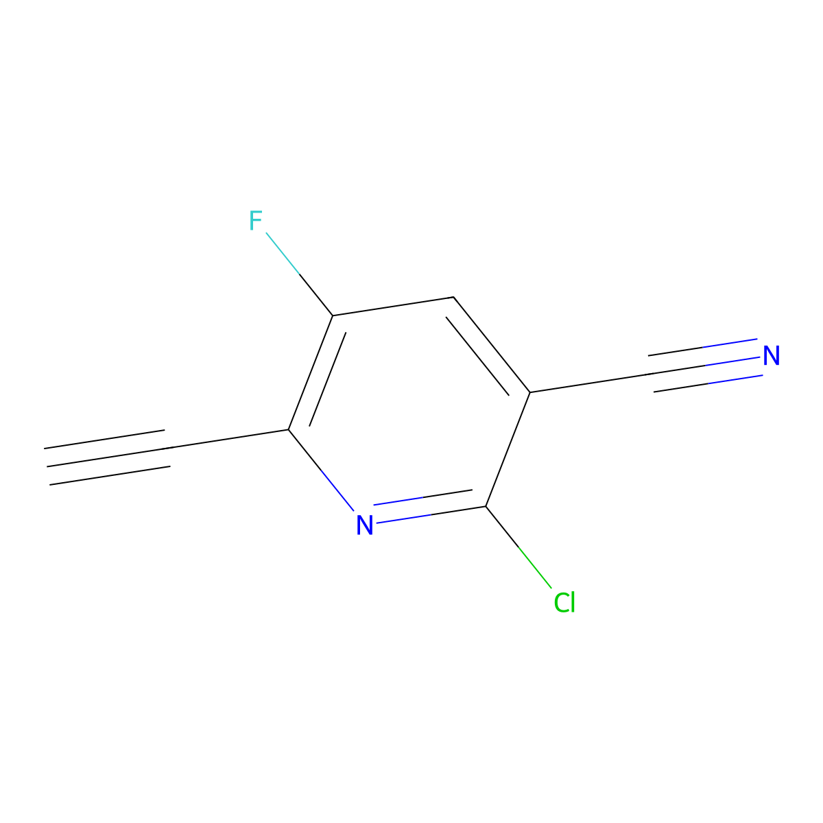 2-Chloro-6-ethynyl-5-fluoronicotinonitrile molecular structure, CAS 1134614-73-5