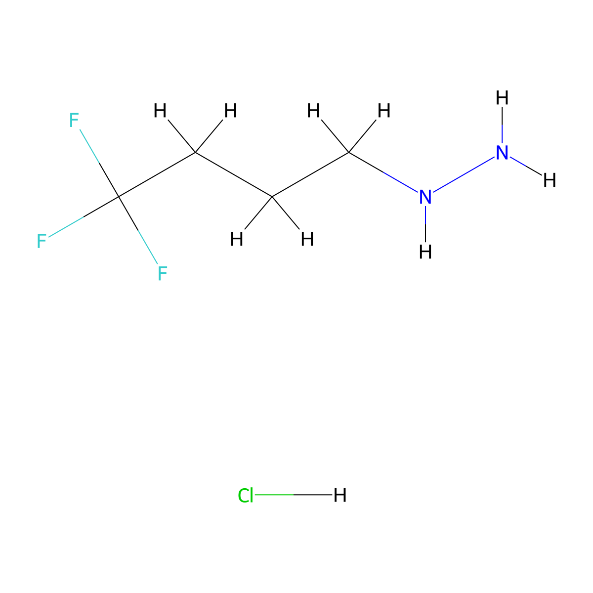 (4,4,4-Trifluorobutyl)-hydrazine hydrochloride (1:1) molecular structure, CAS 1134633-34-3