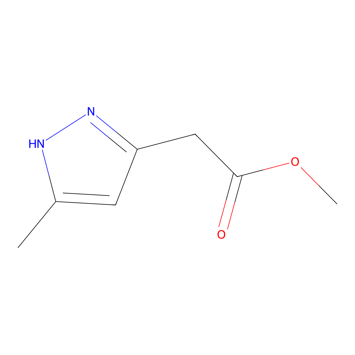 Methyl 2-(5-methyl-1H-pyrazol-3-yl)acetate molecular structure, CAS 113465-94-4