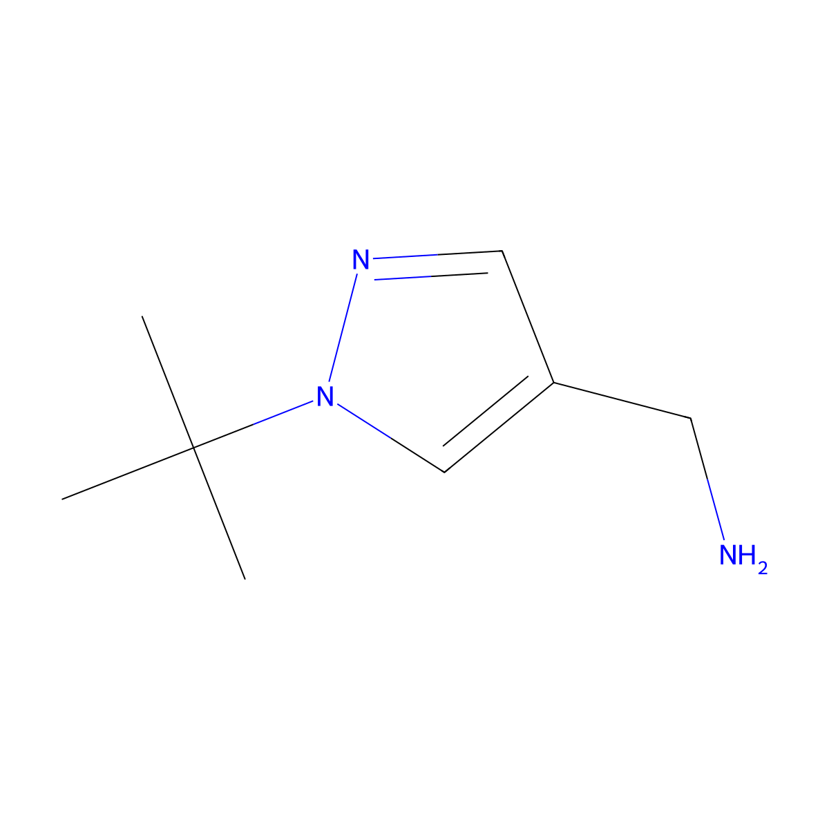 (1-tert-butyl-1H-pyrazol-4-yl)methanamine molecular structure, CAS 1134690-18-8
