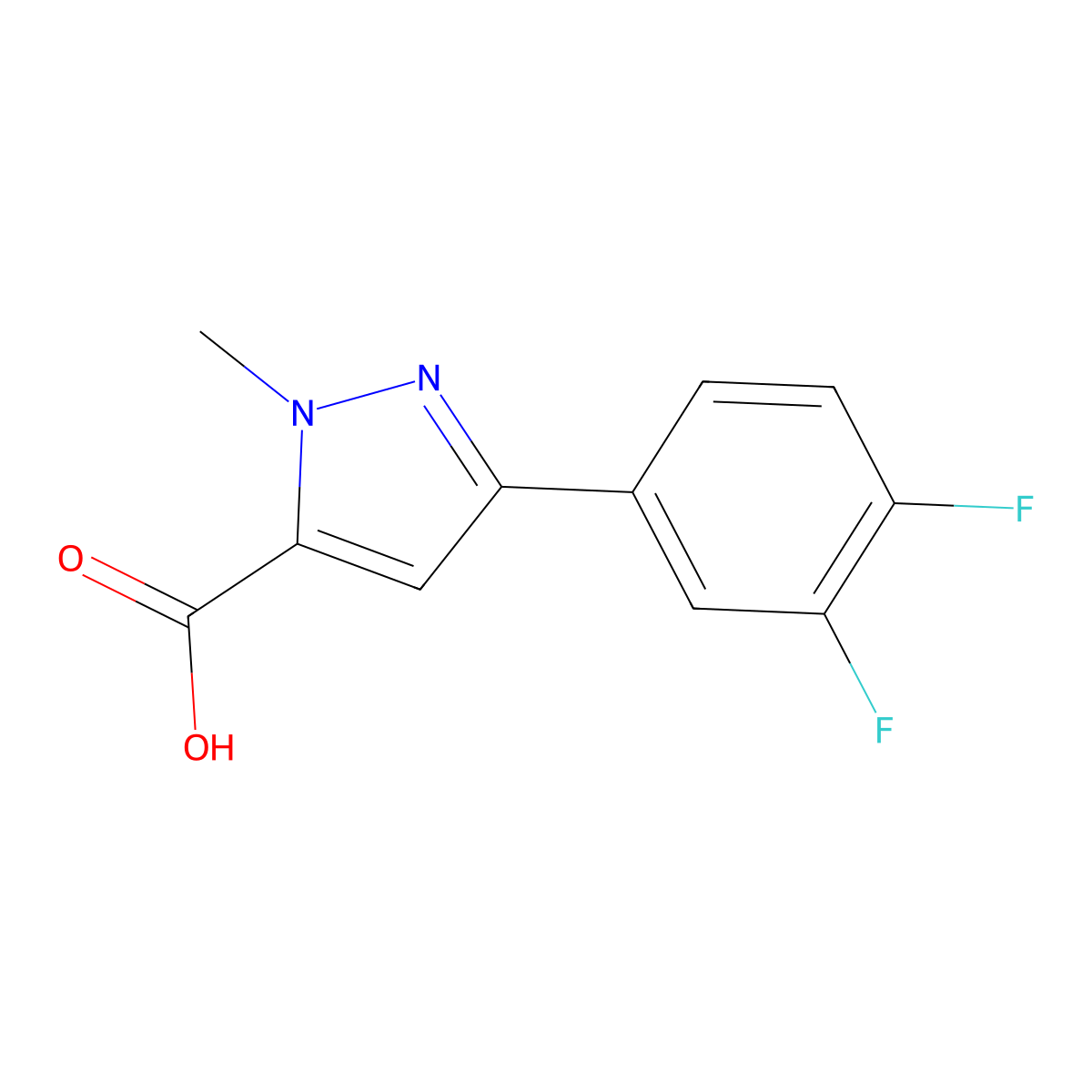 5-(3,4-Difluorophenyl)-2-methylpyrazole-3-carboxylic acid molecular structure, CAS 1134692-74-2