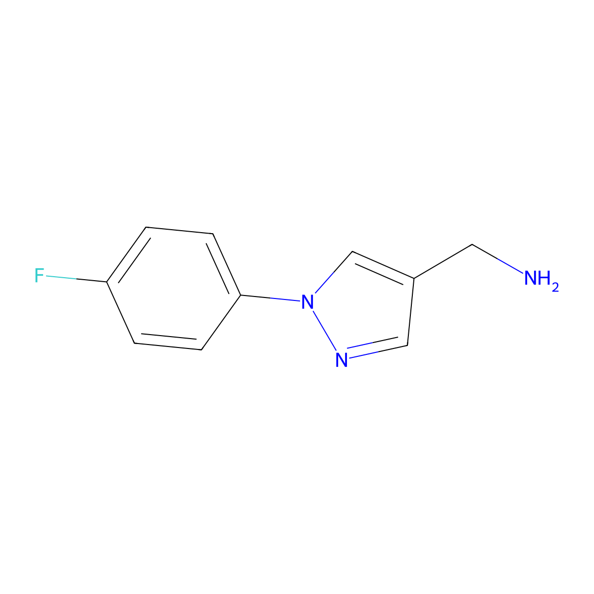 (1-(4-fluorophenyl)-1H-pyrazol-4-yl)methanamine molecular structure, CAS 1134695-22-9