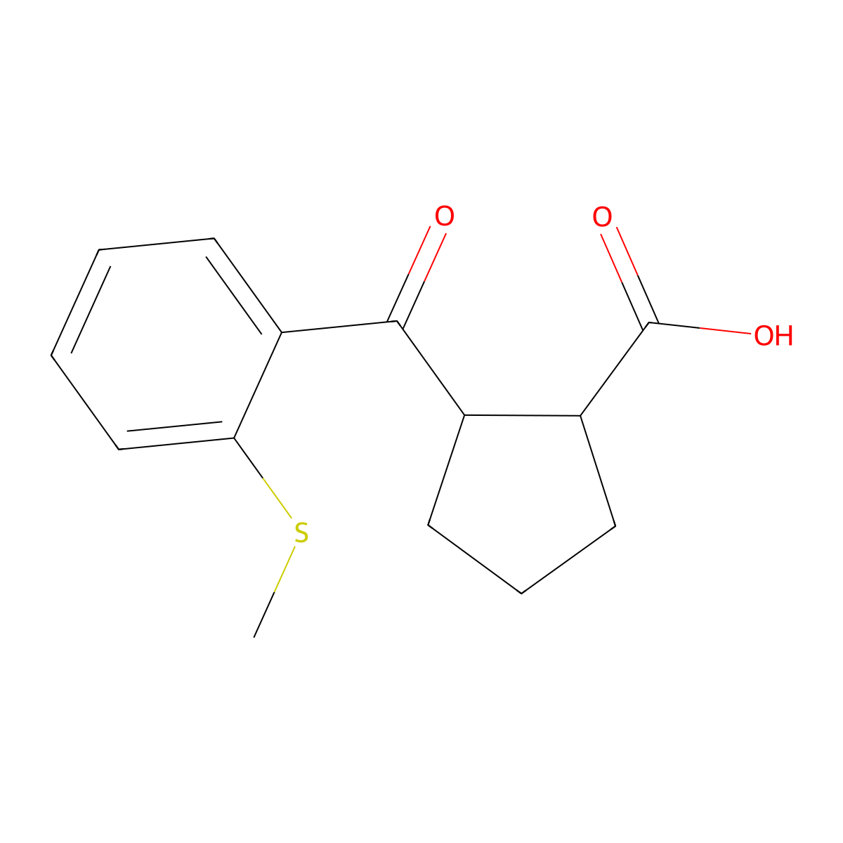 trans-2-(2-Thiomethylbenzoyl)cyclopentane-1-carboxylic acid molecular structure, CAS 1134700-56-3
