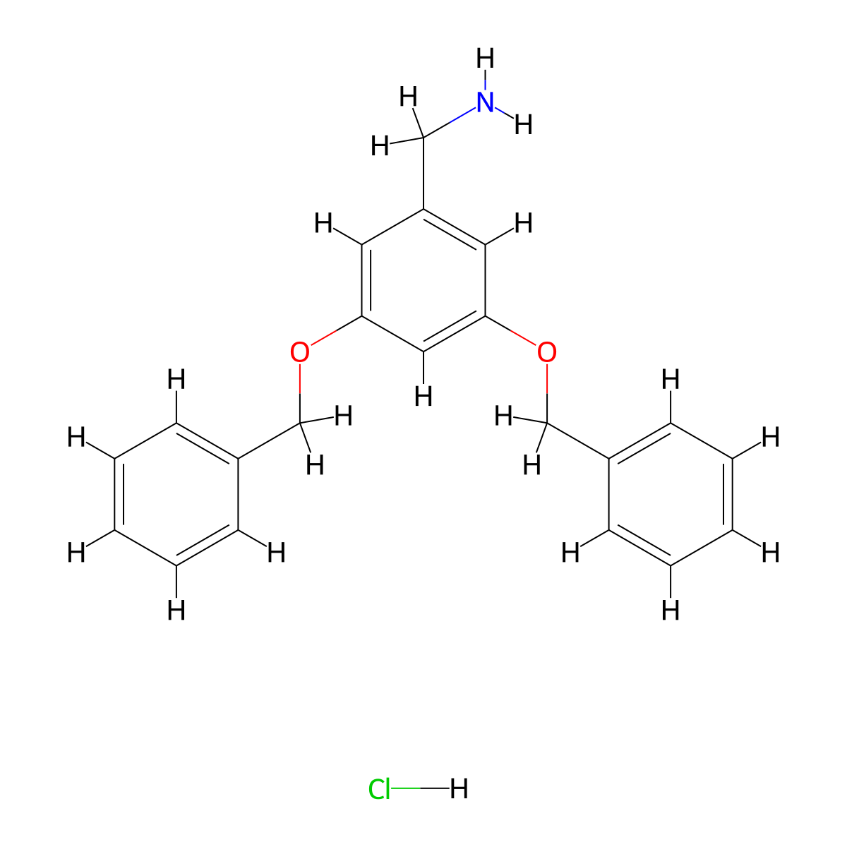 [3,5-Bis(benzyloxy)benzyl]amine hydrochloride molecular structure, CAS 1134702-15-0