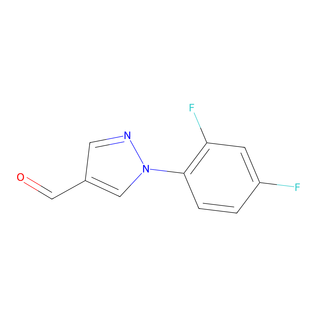 1-(2,4-difluorophenyl)-1H-pyrazole-4-carbaldehyde molecular structure, CAS 1134705-53-5