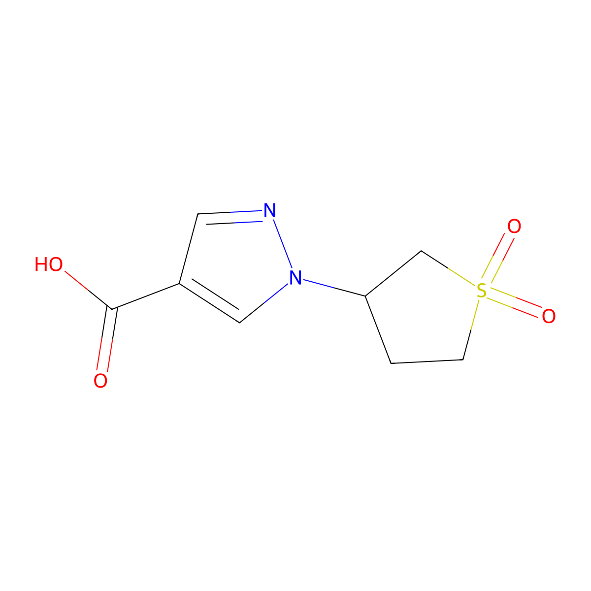 1-(1,1-Dioxothiolan-3-yl)pyrazole-4-carboxylic acid molecular structure, CAS 1134714-88-7
