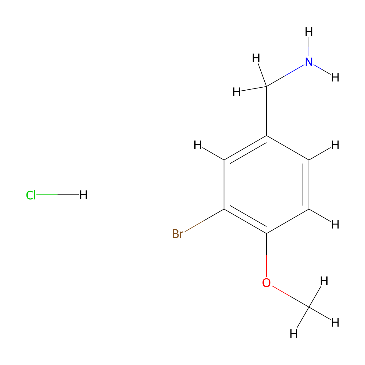 (3-Bromo-4-methoxyphenyl)methanamine hydrochloride molecular structure, CAS 1134716-28-1