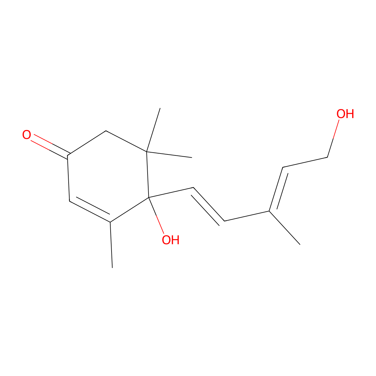 (4S)-4-hydroxy-4-[(1E,3E)-5-hydroxy-3-methylpenta-1,3-dien-1-yl]-3,5,5-trimethylcyclohex-2-en-1-one molecular structure, CAS 113472-20-1