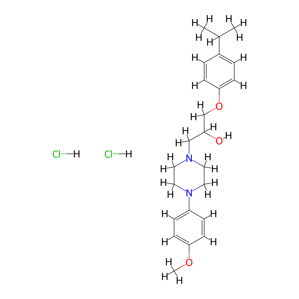 1-[4-(4-Methoxyphenyl)piperazin-1-yl]-3-[4-(propan-2-yl)phenoxy]propan-2-ol dihydrochloride molecular structure, CAS 1134728-74-7