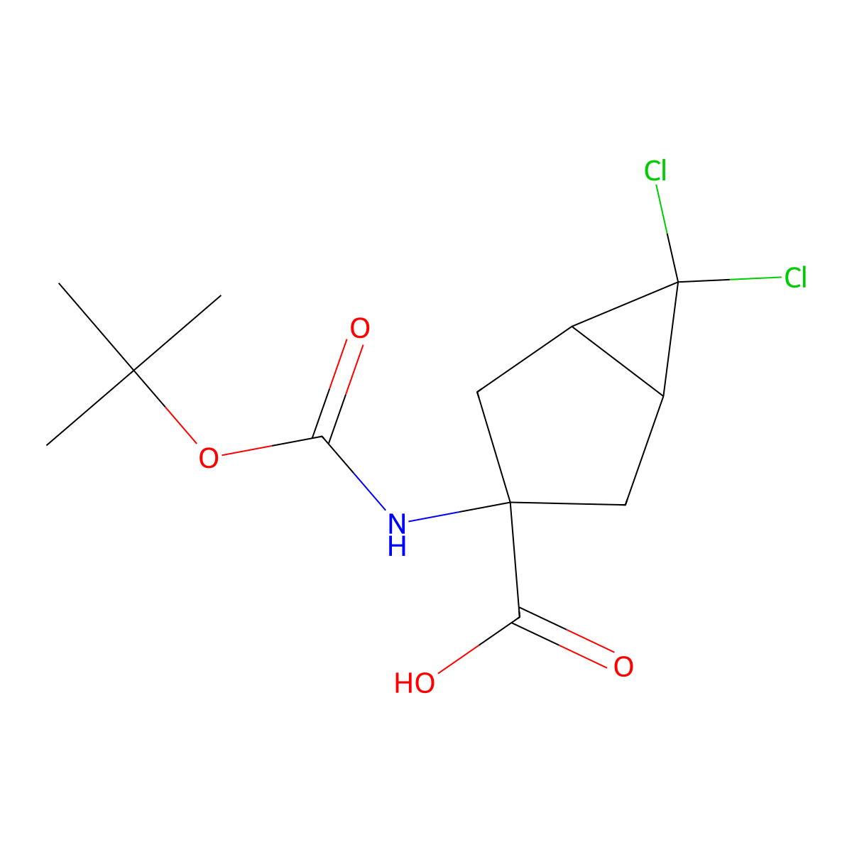 3-(Boc-amino)-6,6-dichlorobicyclo[3.1.0]hexane-3-carboxylic Acid molecular structure, CAS 1134759-39-9