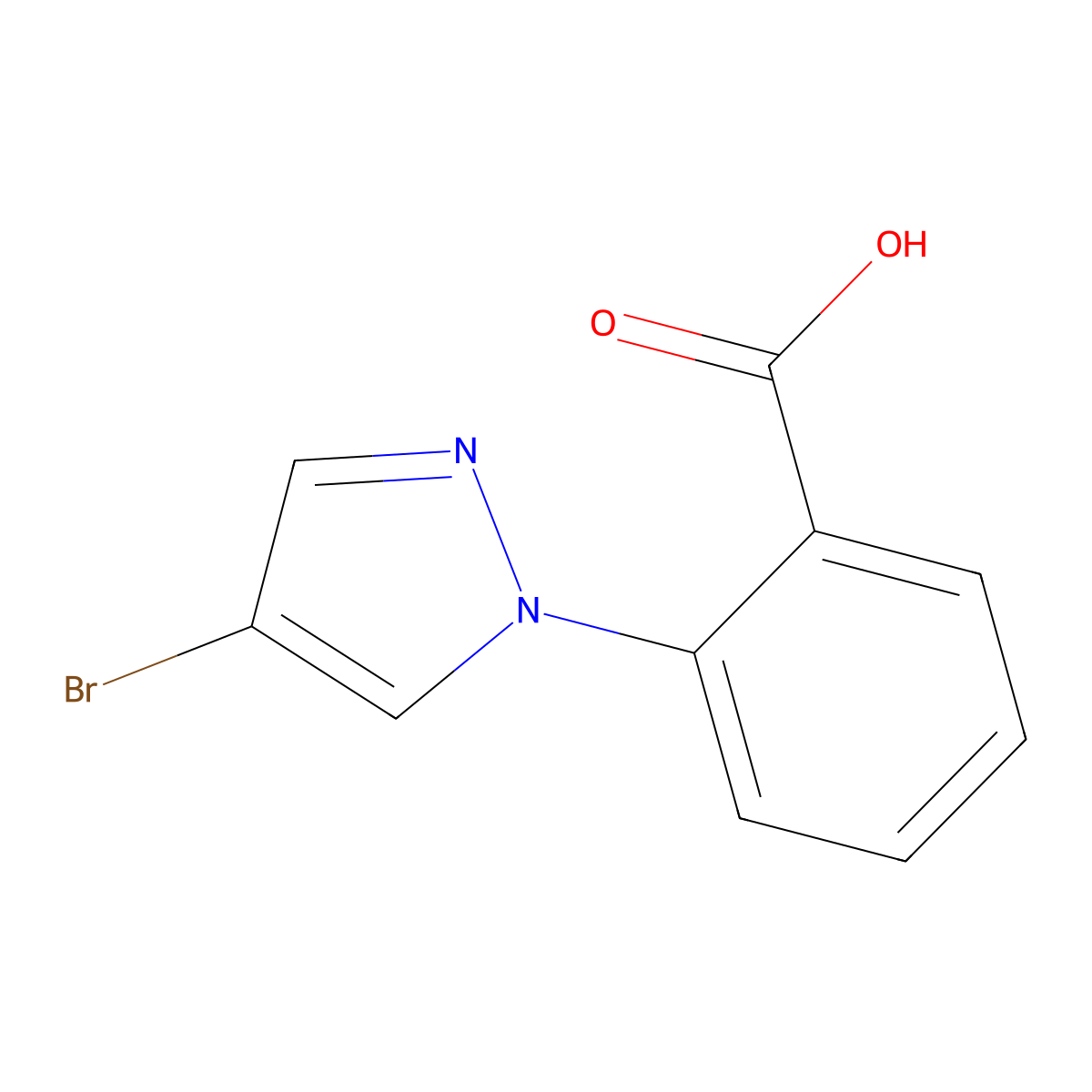 2-(4-bromo-1H-pyrazol-1-yl)benzoic acid molecular structure, CAS 1134764-21-8