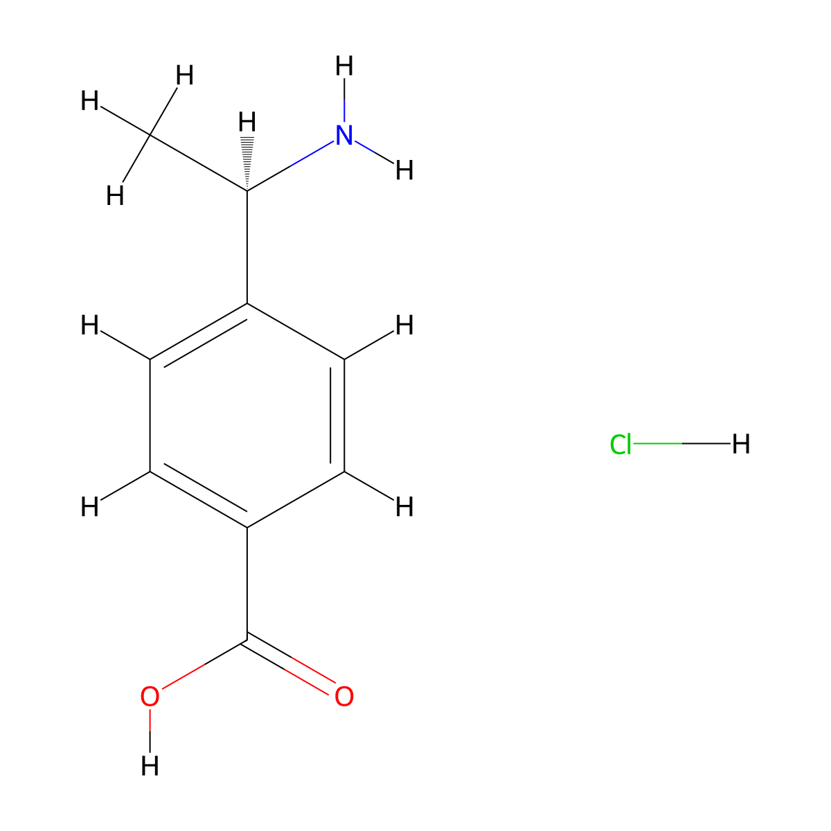 (R)-4-(1-aminoethyl)benzoic acid hydrochloride molecular structure, CAS 1134776-39-8