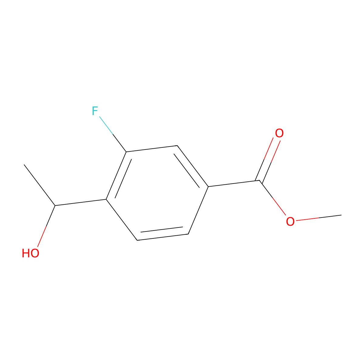 Methyl 3-fluoro-4-(1-hydroxyethyl)benzoate molecular structure, CAS 1134776-52-5