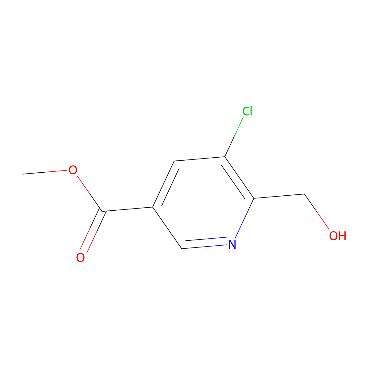 Methyl 5-chloro-6-(hydroxymethyl)pyridine-3-carboxylate molecular structure, CAS 1134777-22-2