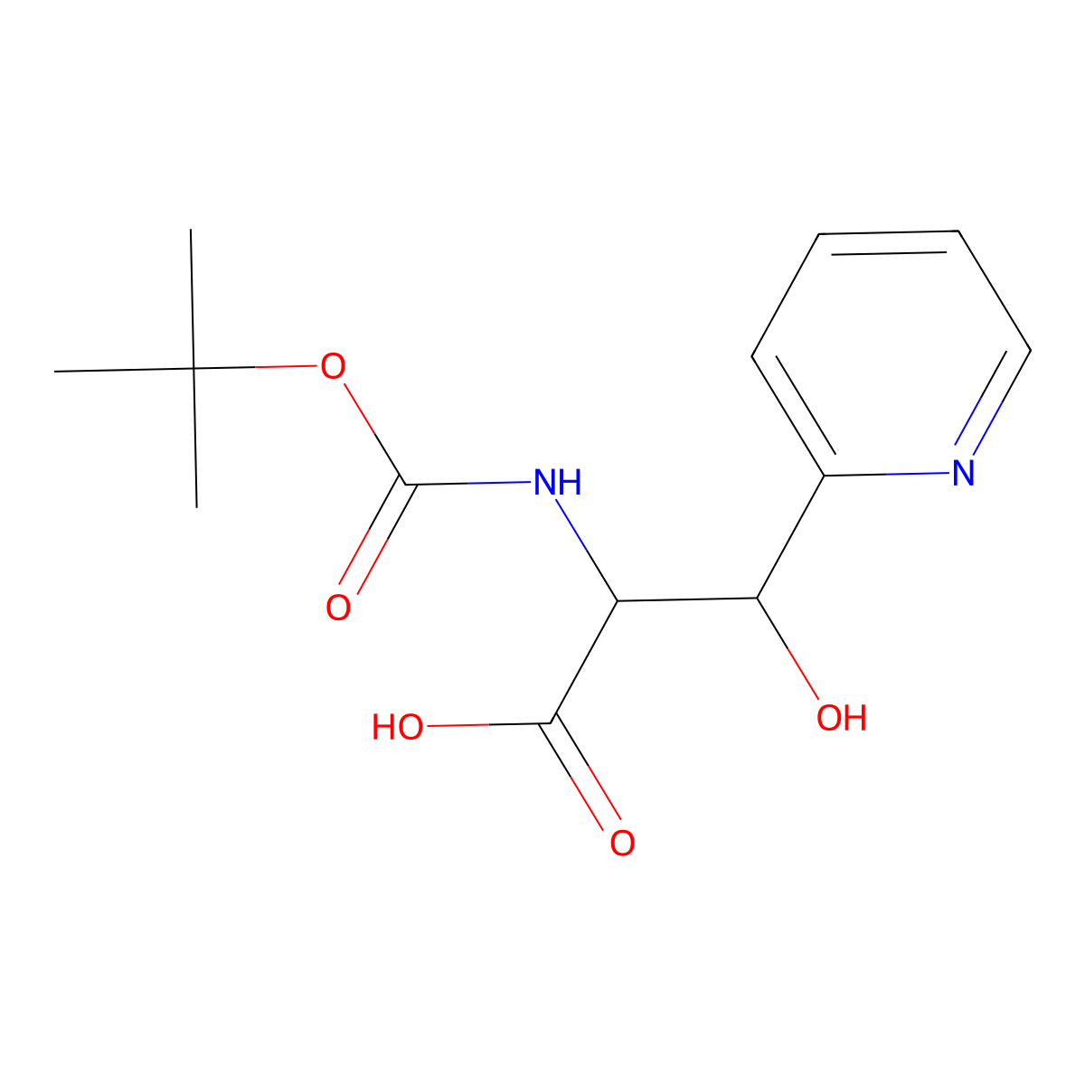 Boc-D-threo-3-(pyridin-2-yl)serine molecular structure, CAS 1134779-28-4