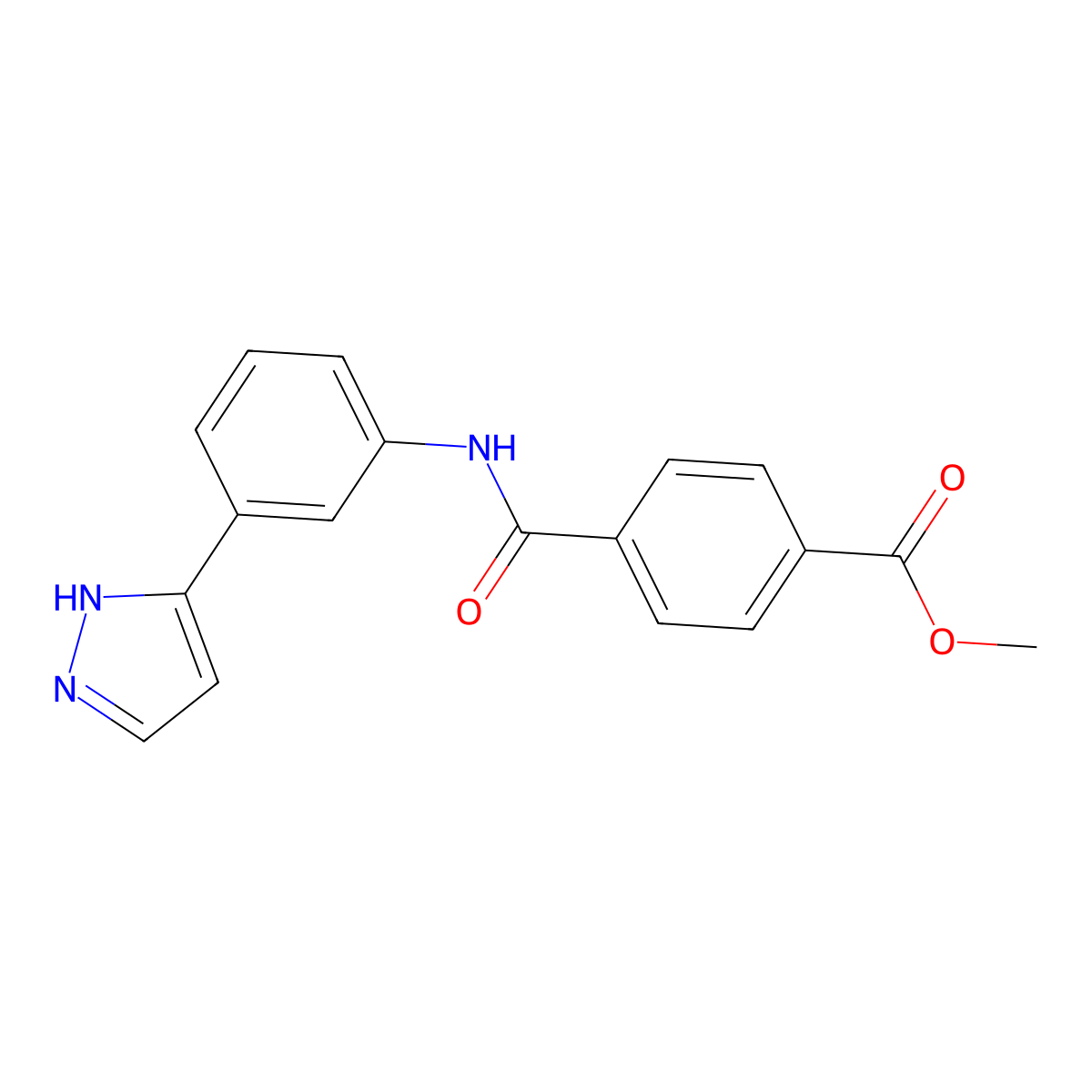 methyl 4-{[3-(1H-pyrazol-3-yl)phenyl]carbamoyl}benzoate molecular structure, CAS 1134782-83-4