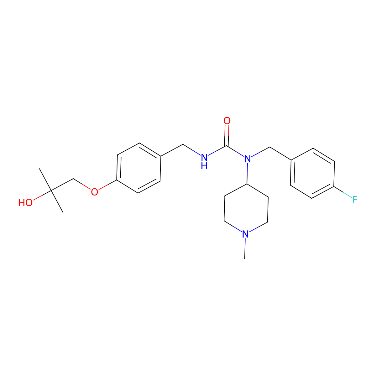 N-(4-Fluorobenzyl)-N-(1-methylpiperidin-4-yl)-N'-[4-(2-hydroxy)isobutoxybenzyl]carbamide molecular structure, CAS 1134815-69-2