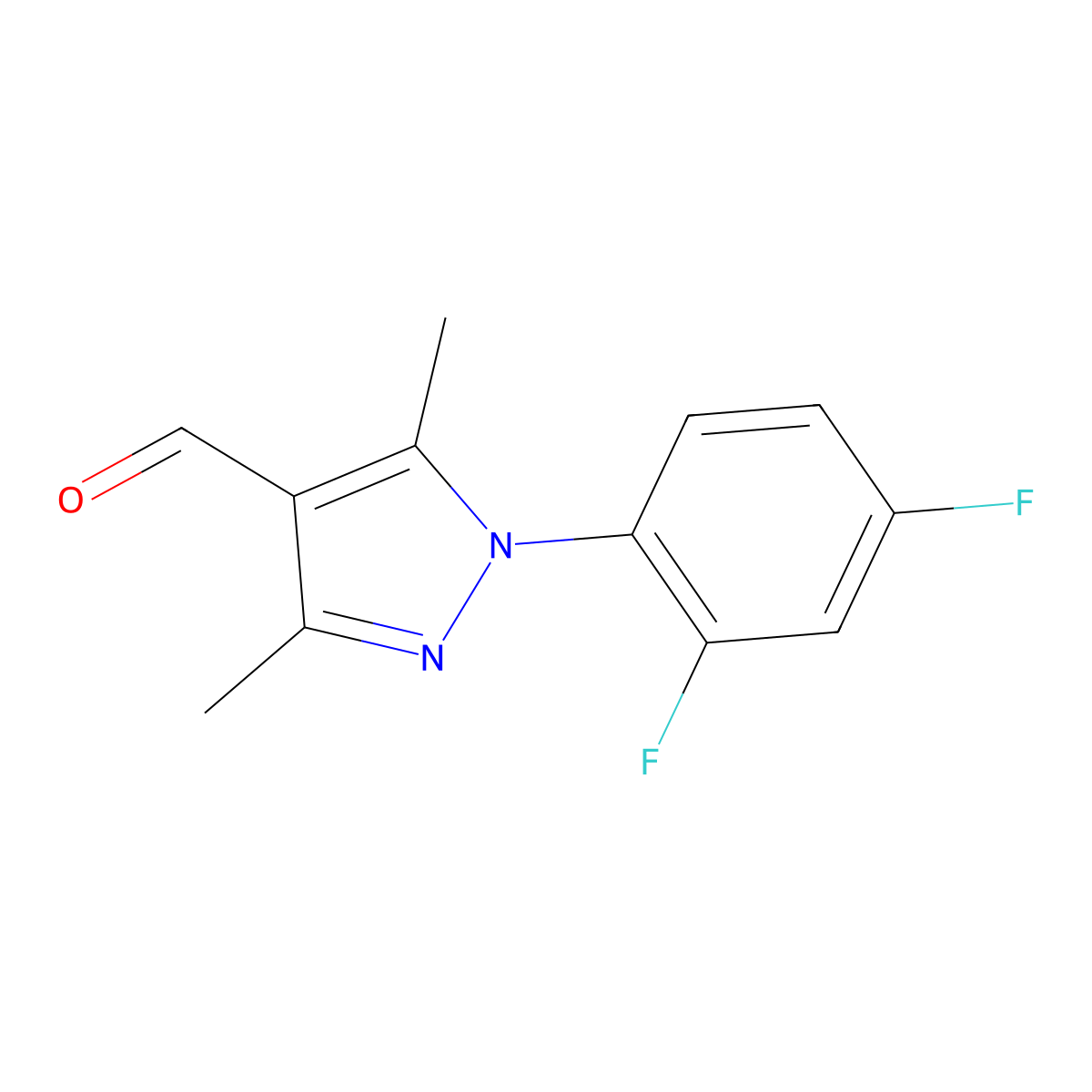 1-(2,4-difluorophenyl)-3,5-dimethyl-1H-pyrazole-4-carbaldehyde molecular structure, CAS 1134818-07-7