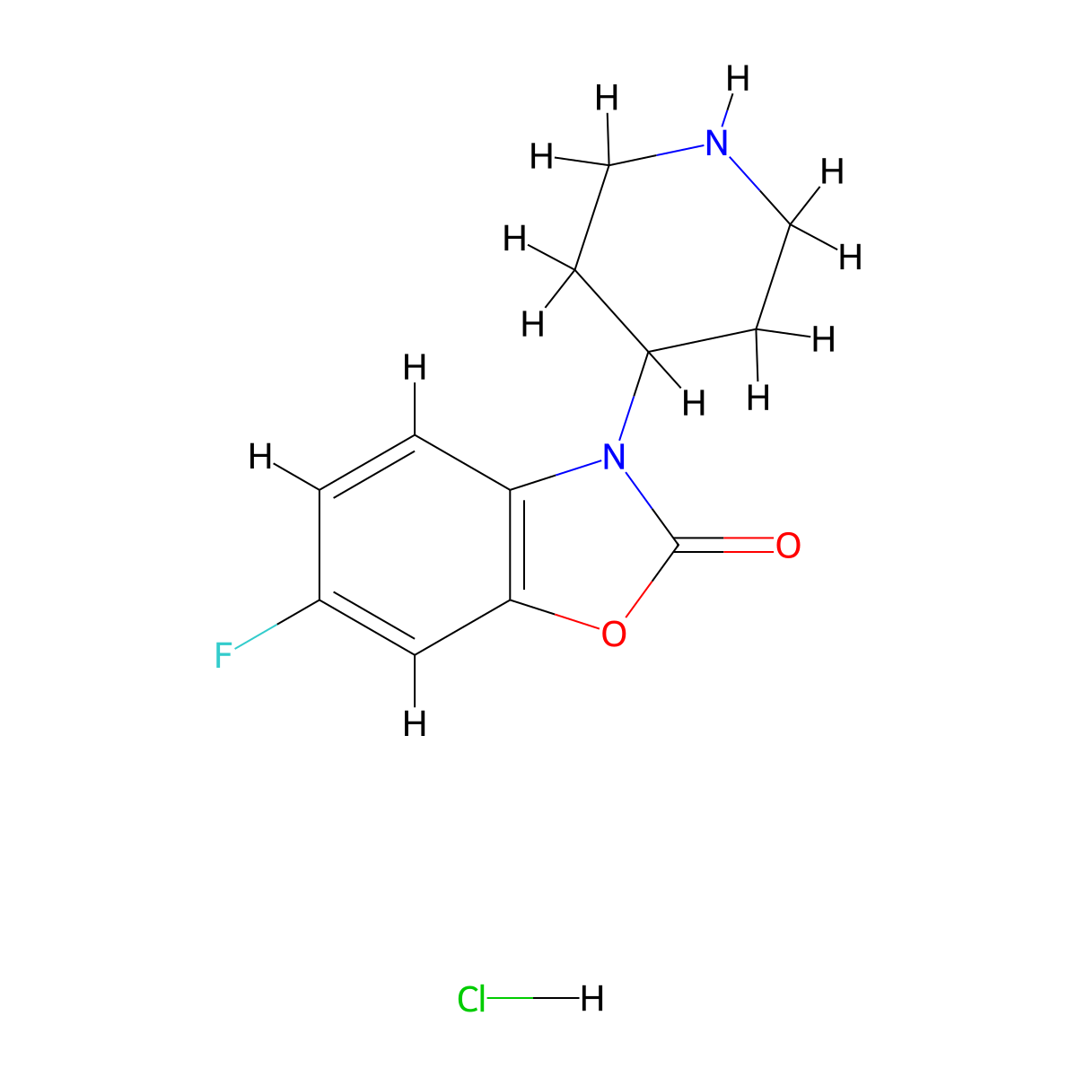 6-Fluoro-3-(piperidin-4-yl)benzo[d]oxazol-2(3H)-one hydrochloride molecular structure, CAS 1134819-90-1