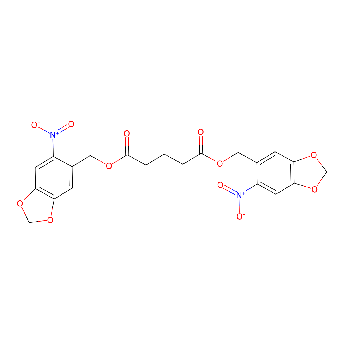 Bis[(6-nitro-1,3-benzodioxol-5-yl)methyl] pentanedioate molecular structure, CAS 113489-34-2