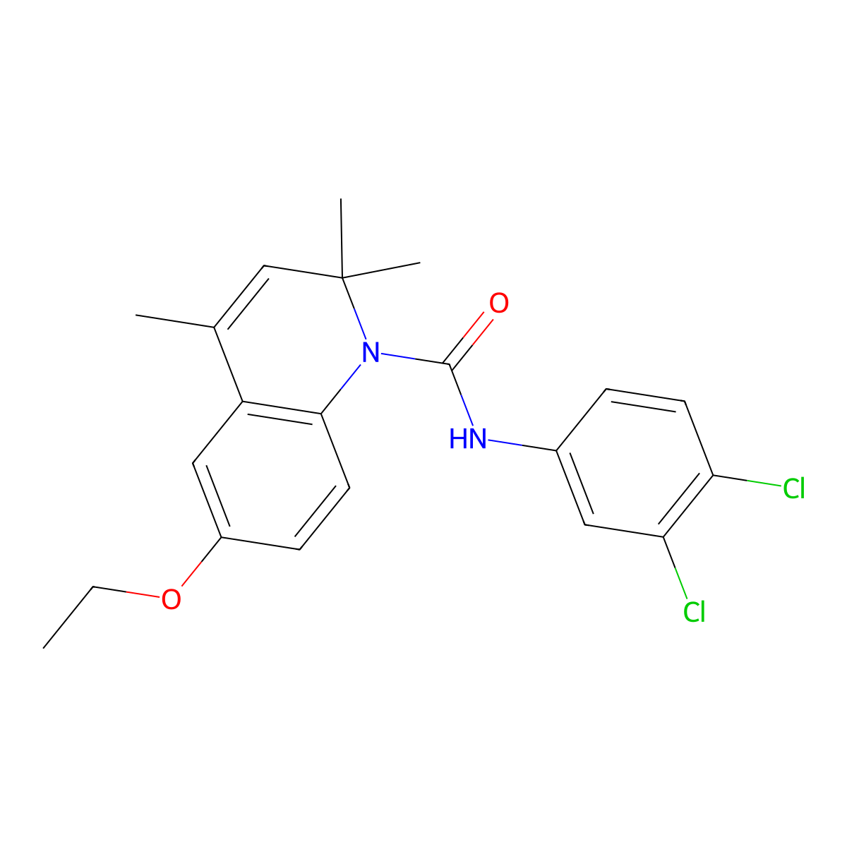 N-(3,4-dichlorophenyl)-6-ethoxy-2,2,4-trimethylquinoline-1(2H)-carboxamide molecular structure, CAS 113491-87-5