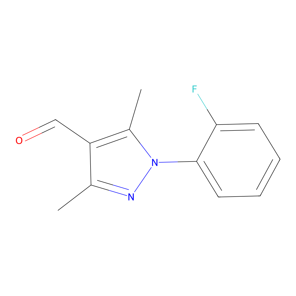 1-(2-fluorophenyl)-3,5-dimethyl-1H-pyrazole-4-carbaldehyde molecular structure, CAS 1134946-79-4