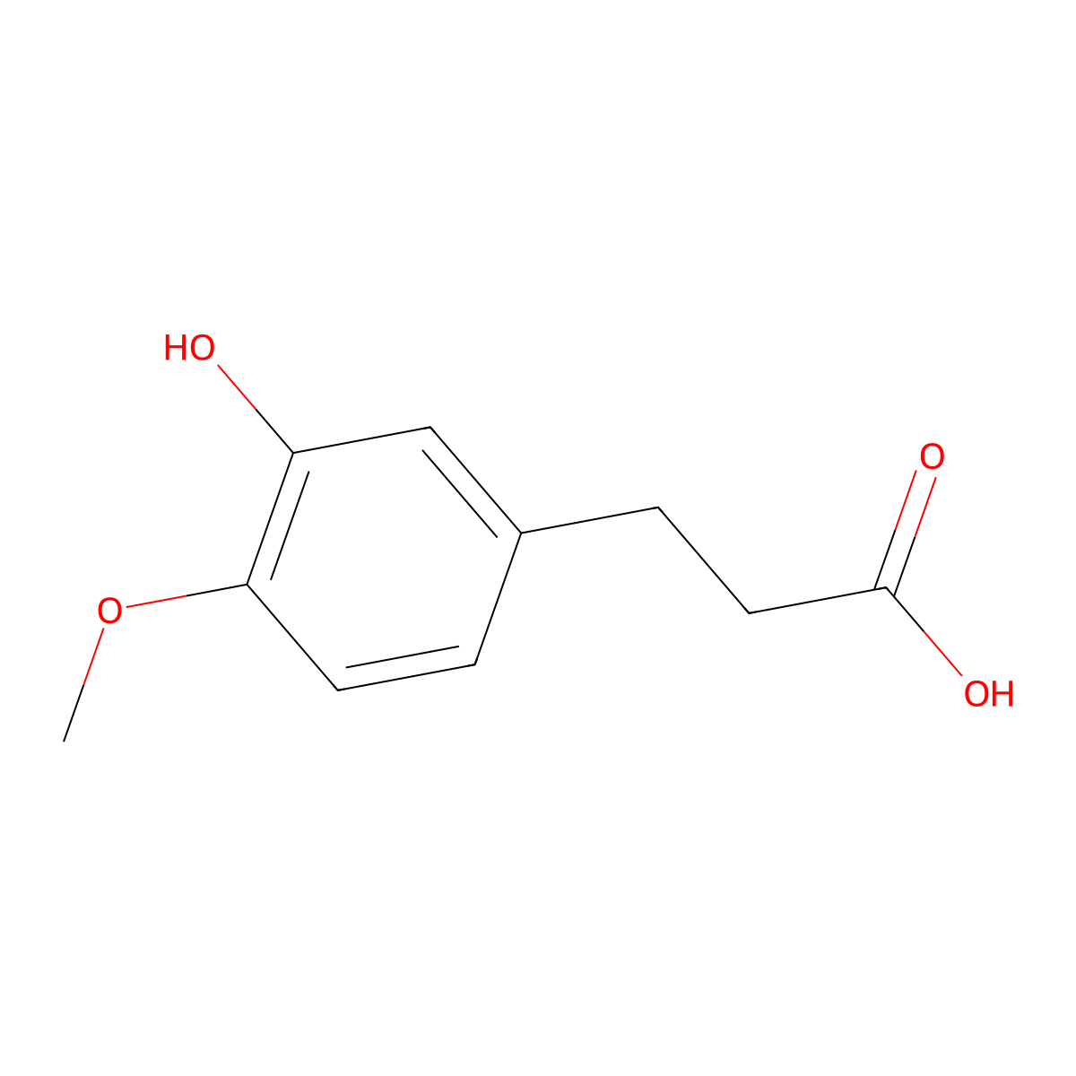 3-Hydroxy-4-methoxybenzenepropanoic acid molecular structure, CAS 1135-15-5