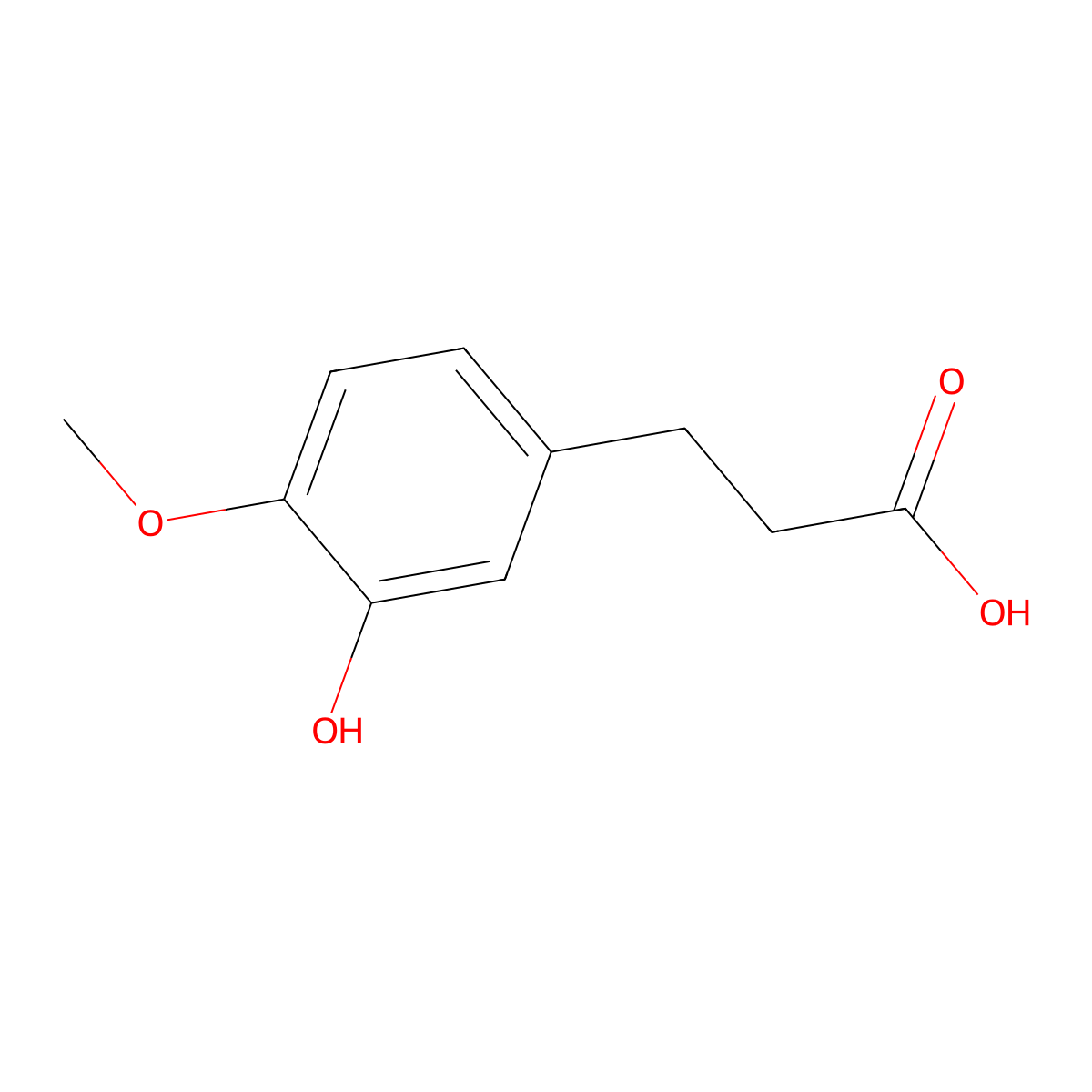 3-Hydroxy-4-methoxybenzenepropanoic acid molecular structure, CAS 1135-15-5