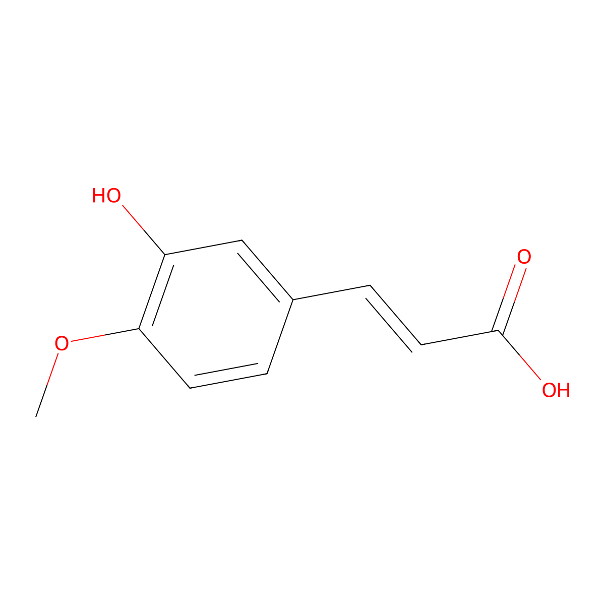 3-(3-Hydroxy-4-methoxyphenyl)prop-2-enoic acid molecular structure, CAS 1135-16-6