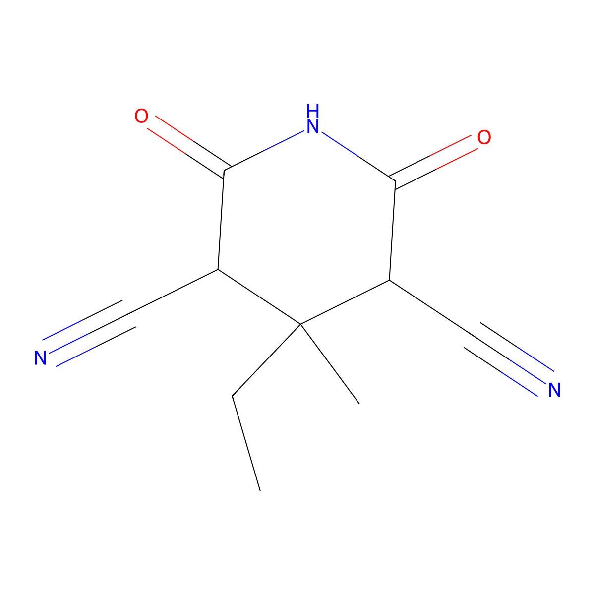 2,4-Dicyano-3-ethyl-3-methylglutarimide molecular structure, CAS 1135-62-2