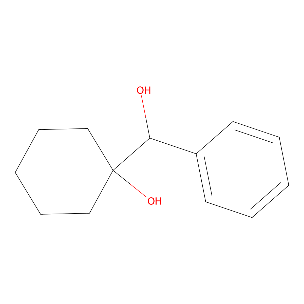 1-(Hydroxy(phenyl)methyl)cyclohexanol molecular structure, CAS 1135-72-4