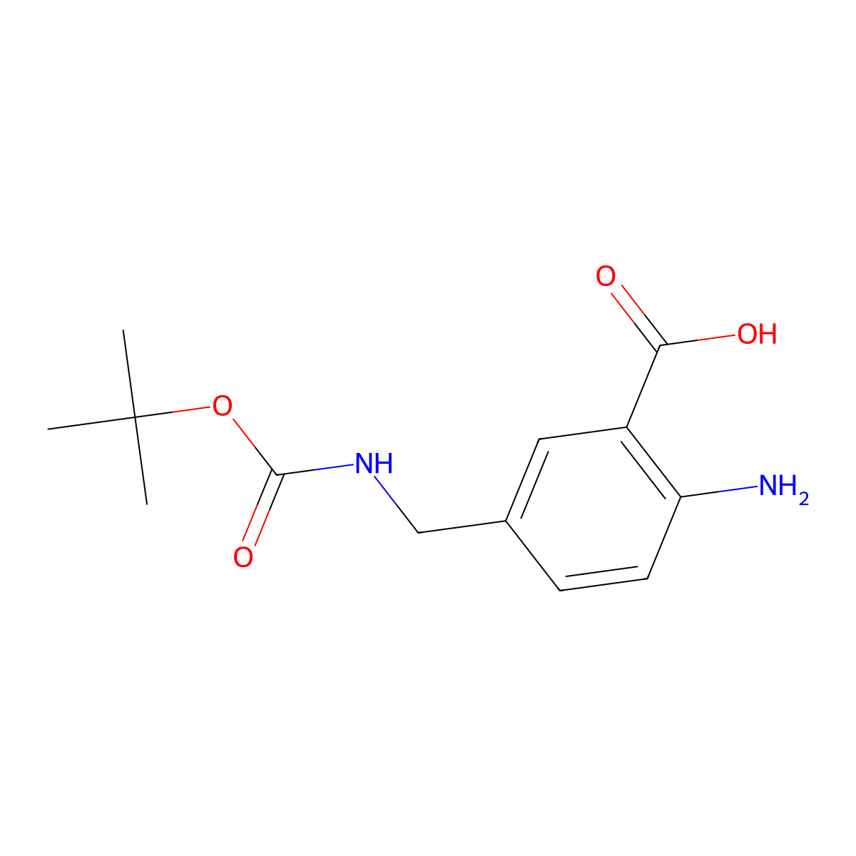 2-Amino-5-({[(tert-butoxy)carbonyl]amino}methyl)benzoic acid molecular structure, CAS 1135009-36-7