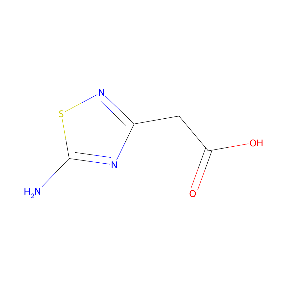 2-(5-Amino-1,2,4-thiadiazol-3-yl)acetic acid molecular structure, CAS 113501-33-0