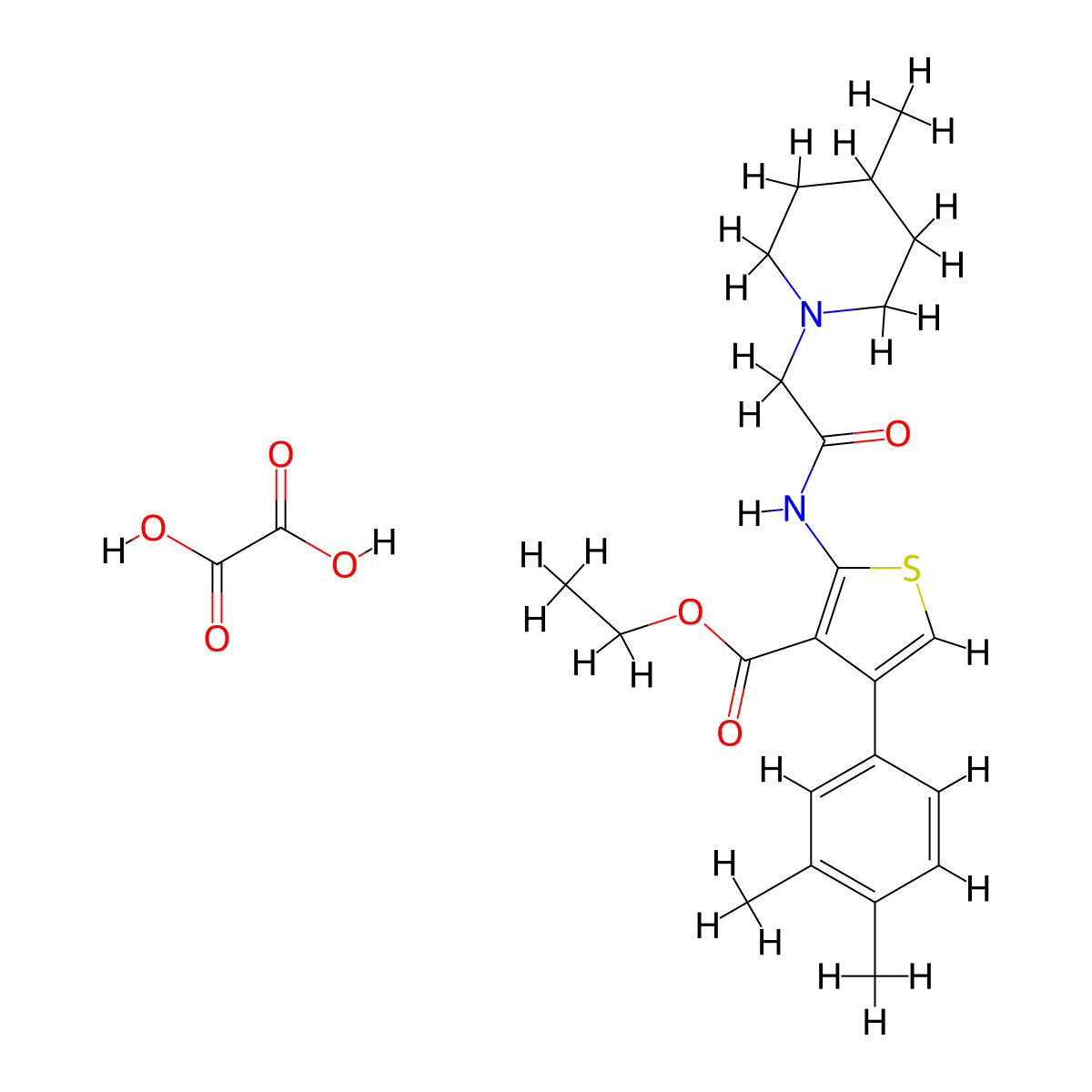 Ethyl 4-(3,4-dimethylphenyl)-2-[2-(4-methylpiperidin-1-YL)acetamido]thiophene-3-carboxylate; oxalic acid molecular structure, CAS 1135017-40-1