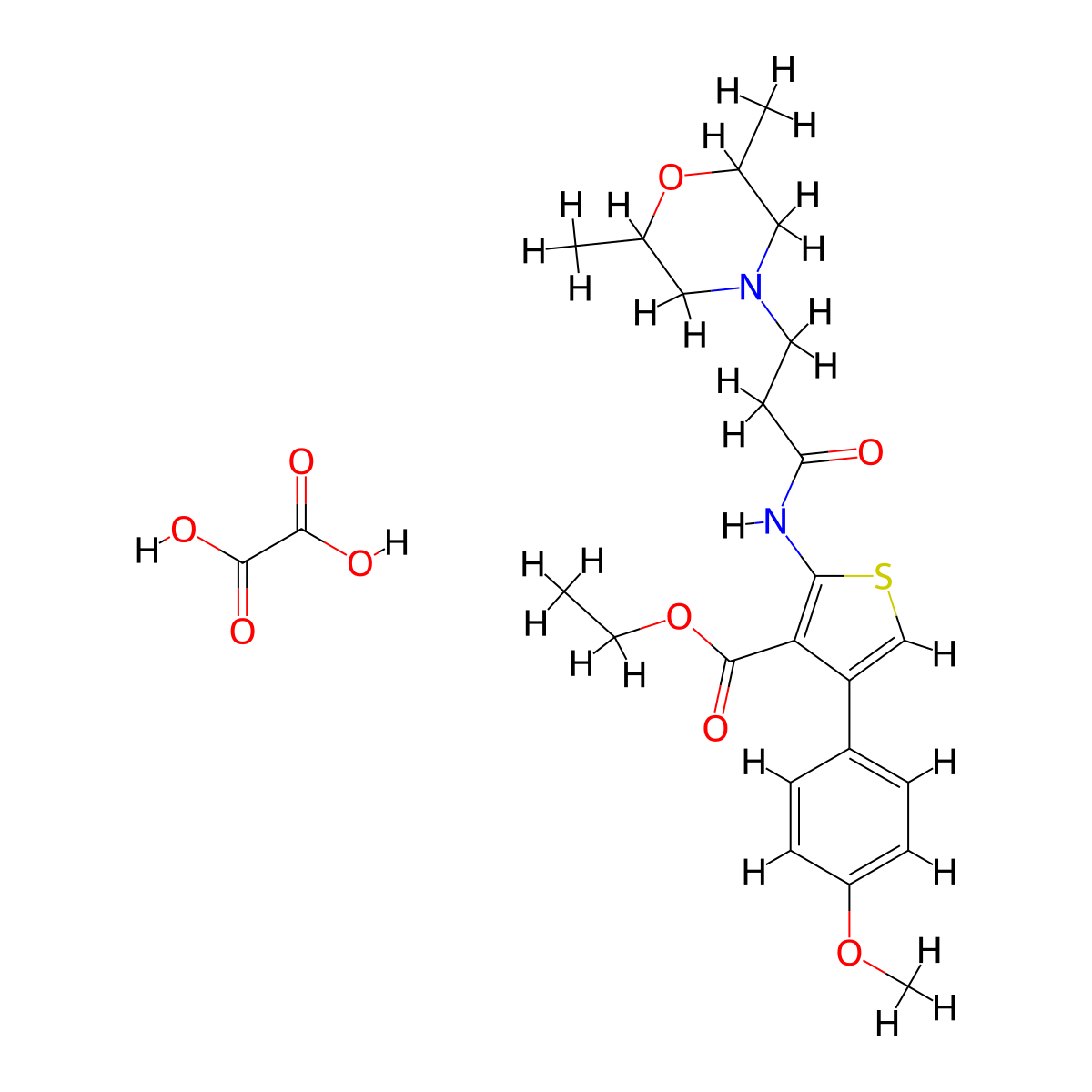 Ethyl 2-(3-(2,6-dimethylmorpholino)propanamido)-4-(4-methoxyphenyl)thiophene-3-carboxylate oxalate molecular structure, CAS 1135019-05-4