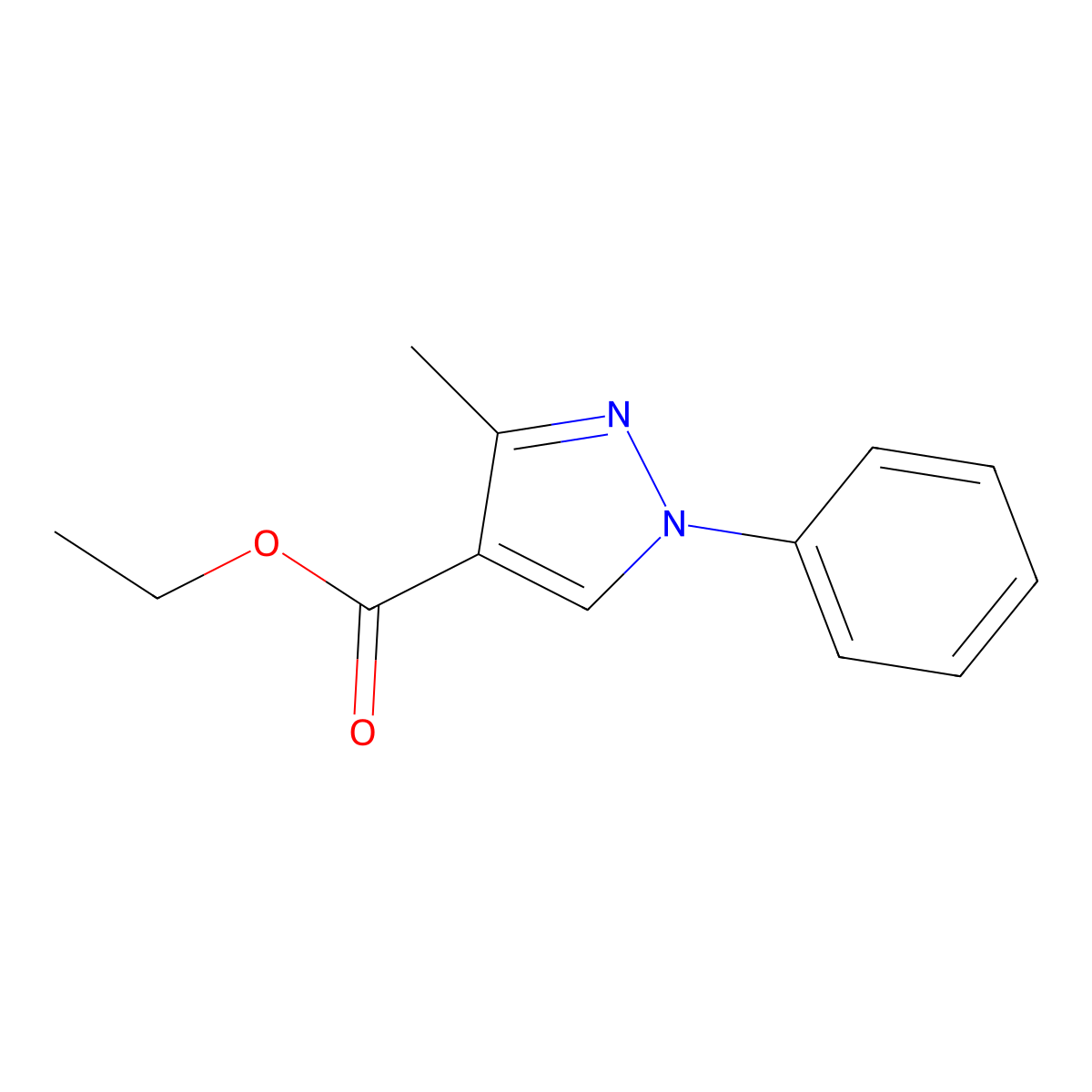 Ethyl 3-methyl-1-phenyl-1H-pyrazole-4-carboxylate molecular structure, CAS 113502-46-8