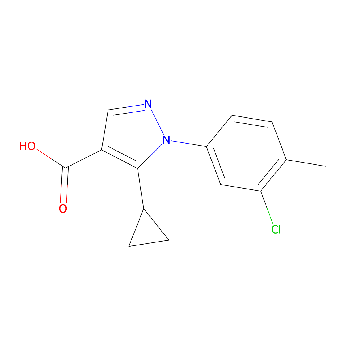1-(3-chloro-4-methylphenyl)-5-cyclopropyl-1H-pyrazole-4-carboxylic acid molecular structure, CAS 1135055-11-6
