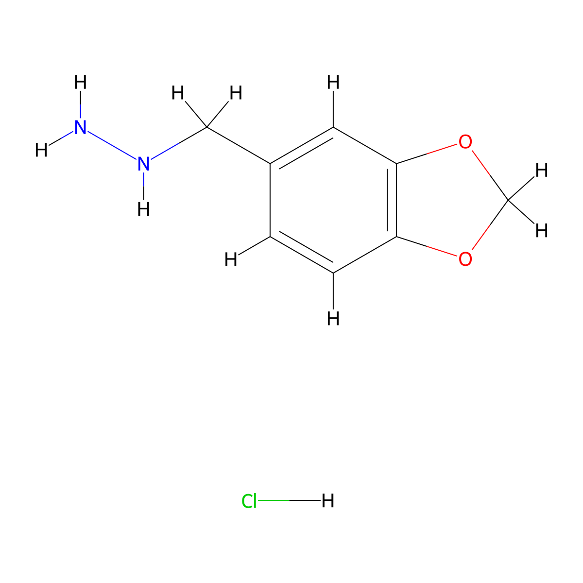 (1,3-Benzodioxol-5-ylmethyl)hydrazine hydrochloride molecular structure, CAS 1135086-54-2