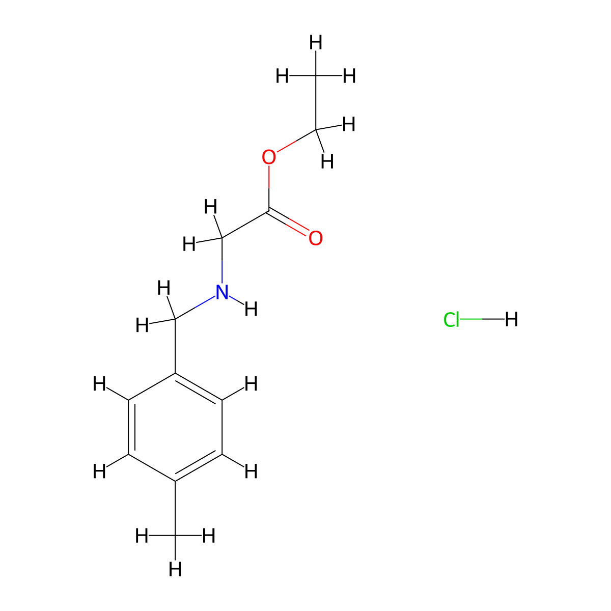 Ethyl 2-(((4-methylphenyl)methyl)amino)acetate hydrochloride molecular structure, CAS 1135104-24-3