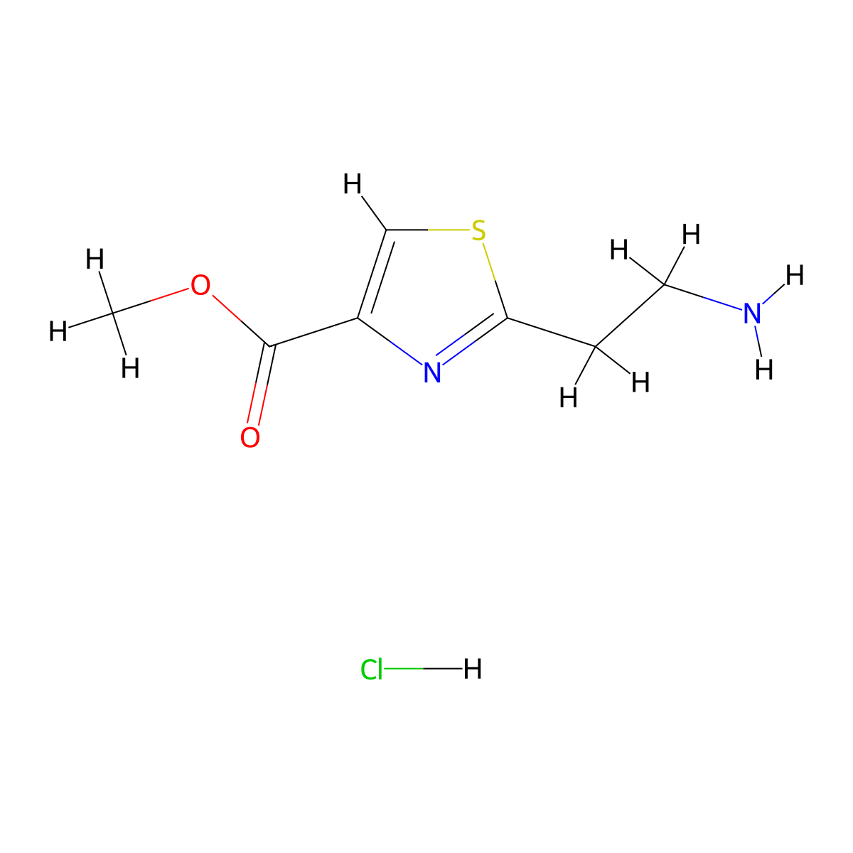 Methyl 2-(2-aminoethyl)thiazole-4-carboxylate hydrochloride molecular structure, CAS 1135107-97-9