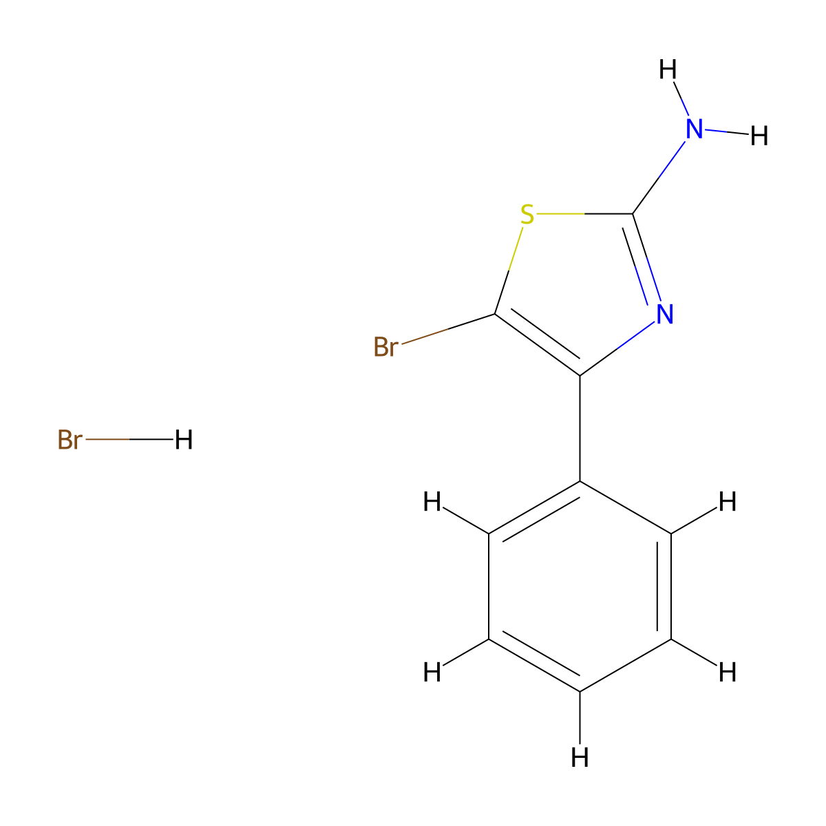 5-Bromo-4-phenyl-1,3-thiazol-2-amine hydrobromide molecular structure, CAS 113511-22-1