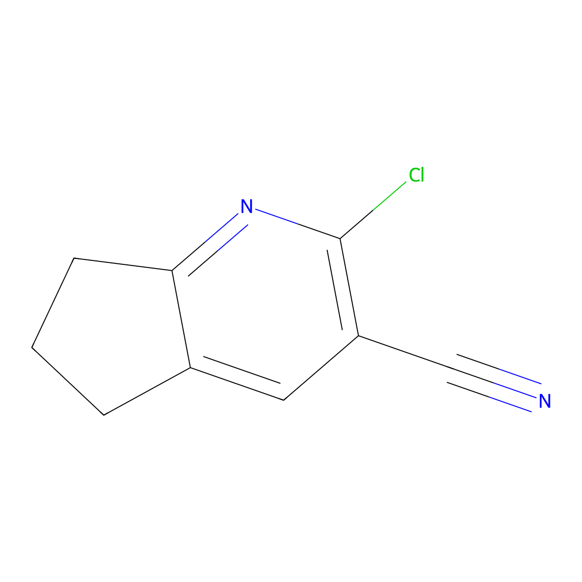 2-chloro-5H,6H,7H-cyclopenta[b]pyridine-3-carbonitrile molecular structure, CAS 113511-27-6