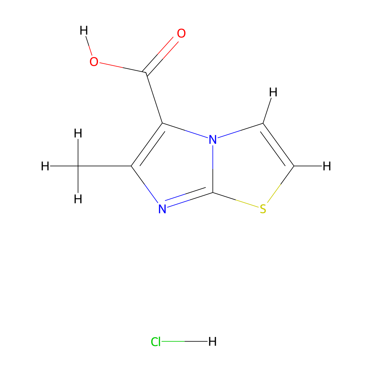 6-Methylimidazo[2,1-b][1,3]thiazole-5-carboxylic acid hydrochloride molecular structure, CAS 1135110-43-8